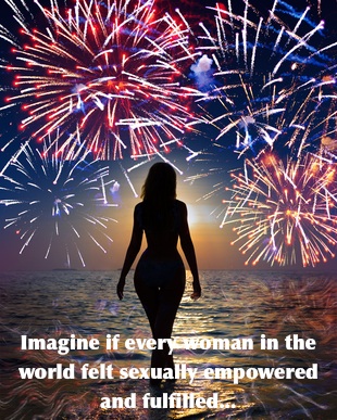 Festive fireworks over the sea and a silhouette of the woman going in waves