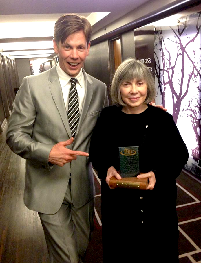 Christopher Rice and Anne Rice, holding her brand spankin' new award!